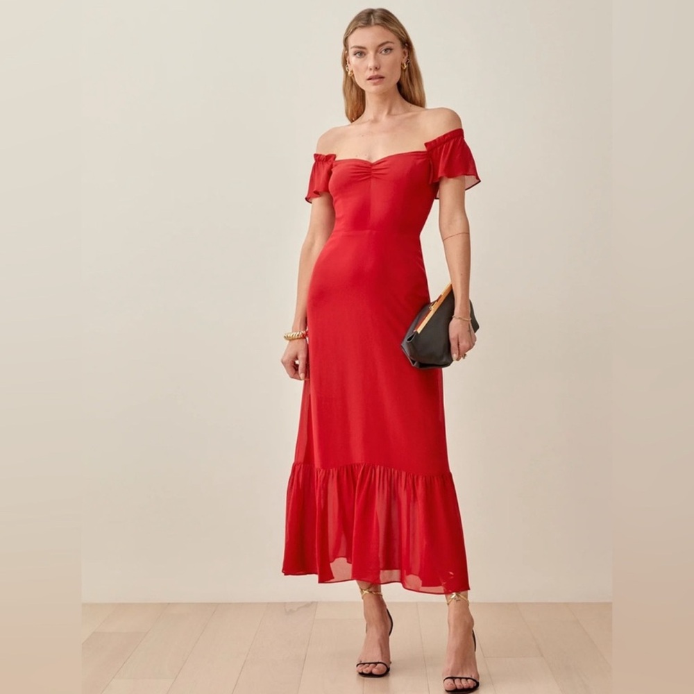 Reformation Red Butterfly Dress